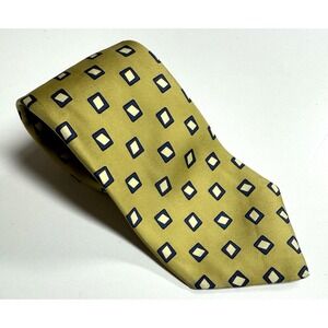 Brooks Brothers Makers Yellow Geometric‎ Silk Tie Printed In Italy Made In USA